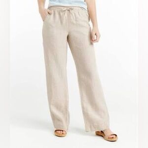 L.L. Bean Women's Premium Washable Linen Pull-On Pants, Shore Stripe